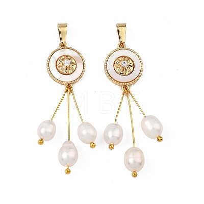 Natural Cultured Freshwater Pearl Rice Tassel Pendants PALLOY-JF05743-1