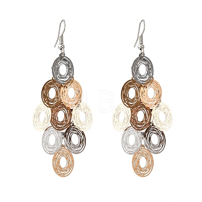 430 Stainless Steel Oval Dangle Earrings EJEW-A137-13M-1