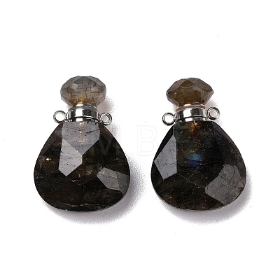 Teardrop Natural Labradorite Perfume Bottle Pendants G-H241-02D-P-1