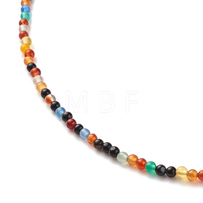 Natural Agate Beaded Necklaces for Women NJEW-JN03789-01-1