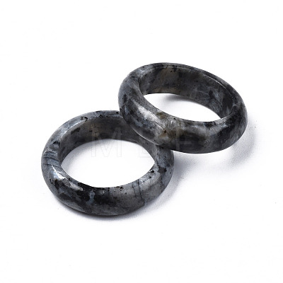 Natural Black Larvikite Plain Band Ring G-N0326-99C-1