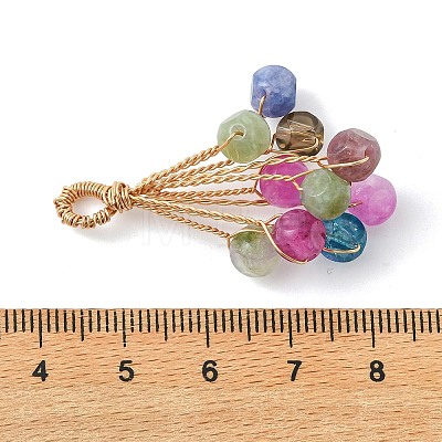 Natural Multicolor Tourmaline Dice Pendants PALLOY-JF05534-1
