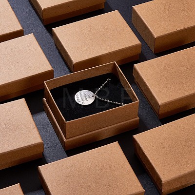 Kraft Cotton Filled Cardboard Paper Jewelry Set Boxes CBOX-R036-11A-1