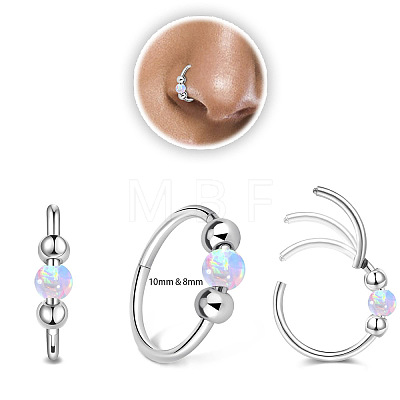 316L Surgical Stainless Steel & Cat Eye Ball Hoop Nose Rings WG275C7-04-1