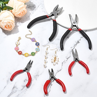 5Pcs 5 Styles Carbon Steel Jewelry Pliers AJEW-YW0001-19-1