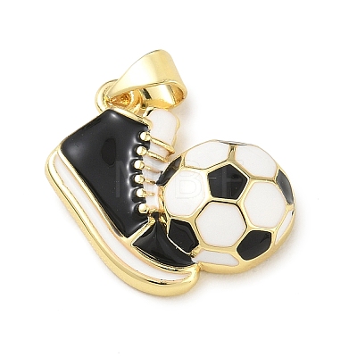 Football Theme Brass Enamel Pendants KK-A303-01C-G-1