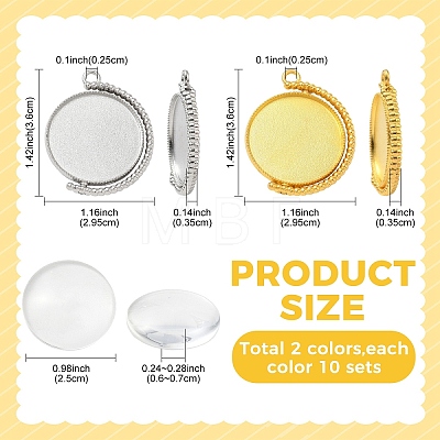 20Pcs 2 Colors Zinc Alloy Pendant Cabochon Settings DIY-YW0018-49-1