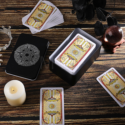 Knot & Star Printed Iron Tarot Card Collection Boxes AJEW-CN0007-91A-1