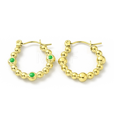 Ion Plating(IP) 304 Stainless Steel Twist Teardrop Hoop Earrings with Enamel for Women EJEW-G293-18B-G-1