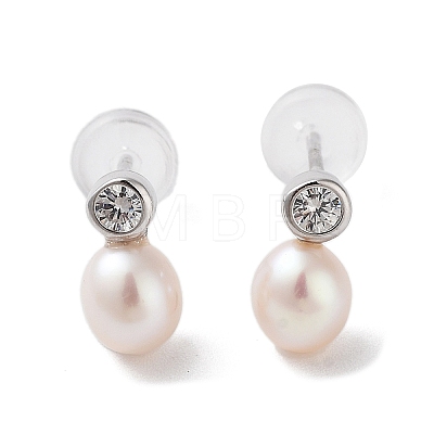 Natural Pearl Stud Earrings for Women EJEW-C082-12A-P-1