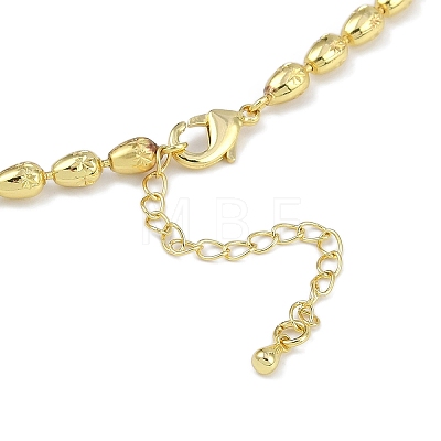 Rack Plating Brass Textured Teardrop Link Chain Necklaces for Women NJEW-K382-08G-1