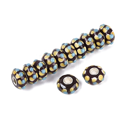 Handmade Lampwork & Brass Core European Beads LAMP-N044-13S-01-1