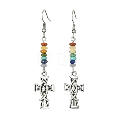Alloy Enamel Cross Dangle Earrings EJEW-JE05561-1