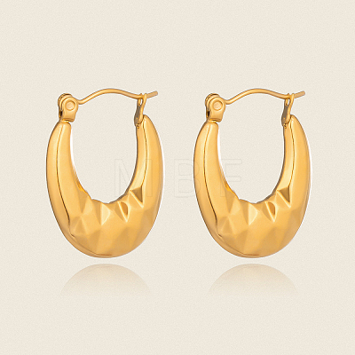 Oval 304 Stainless Steel Hoop Earrings PG1379-1