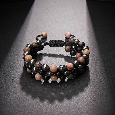 Stone Braided Bead Bracelets for Men Women BJEW-SW00002-04-1