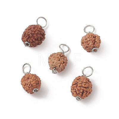 Round Natural Wood Pendants PALLOY-JF01993-02-1