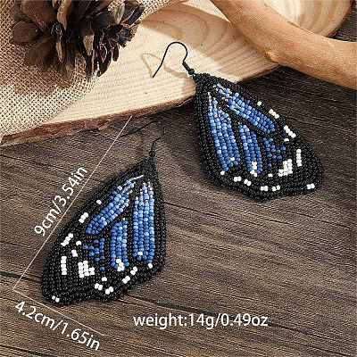 Bohemian Style Green Butterfly Wing Glass Bead Handmade Dangle Earrings CZ4126-1