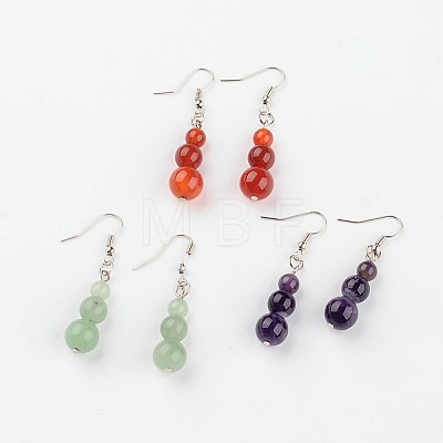 Natural Gemstone Dangle Earrings X-EJEW-JE02057-1