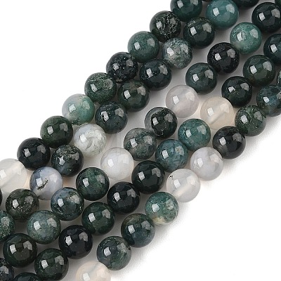 Natural Moss Agate Beads Strands X-G-L470-31-6mm-1