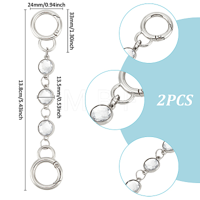 2Pcs Alloy & Glass Flat Round Link Bag Extension Chains FIND-UN00019-1