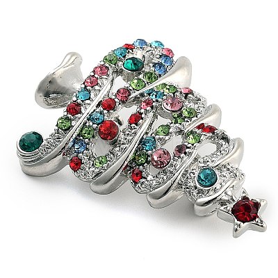 Christmas Theme Alloy Colorful Rhinestone Brooches JEWB-S022-02B-P-1