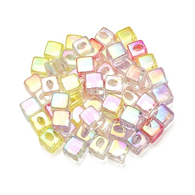 UV Plating Rainbow Iridescent Acrylic Top Drilled Beads OACR-F006-06-1