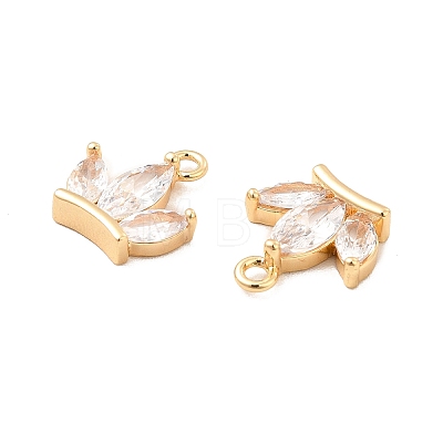 Brass Clear Cubic Zirconia Charms ZIRC-P104-02G-1