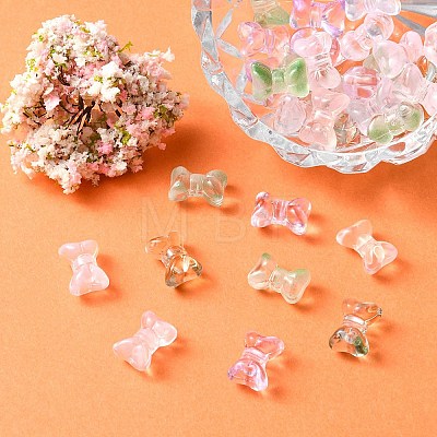 35Pcs Transparent Spray Painted Glass Beads GLAA-YW0001-64-1