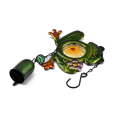 Frog Glass Wind Chime AJEW-XCP0002-73-1