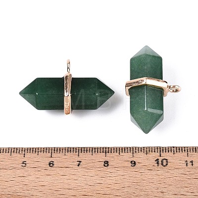 Natural Green Aventurine Double Terminal Pointed Pendants G-N345-09G-1