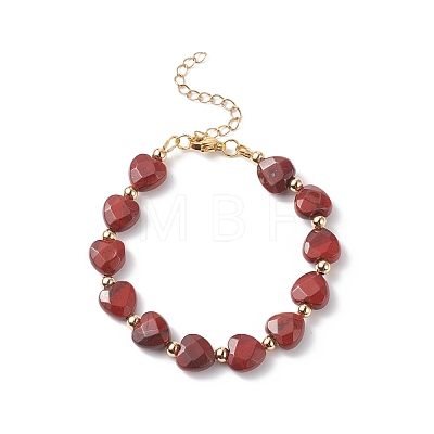 Gemstone Heart Beaded Bracelet for Women BJEW-JB08697-1