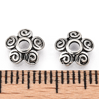 Tibetan Style 925 Sterling Silver Bead Caps STER-T007-69AS-1