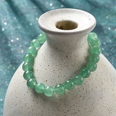 Natural Green Aventurine Round Bead Stretch Bracelets BJEW-L593-A07-1