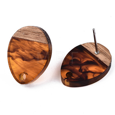 Resin & Walnut Wood Stud Earring Findings MAK-N032-006A-G01-1