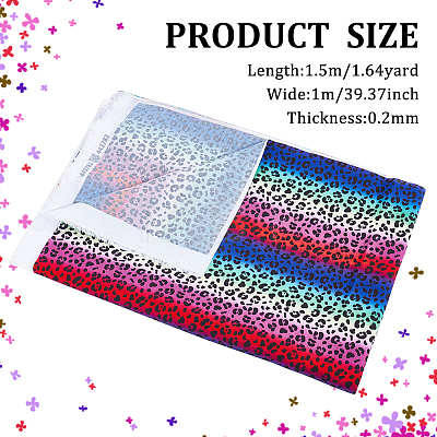 Leopard Print Rainbow Pattern Polycotton Fabric DIY-WH0028-18B-1