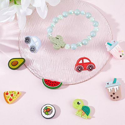 12Pcs 12 Style Food Grade Eco-Friendly Silicone Beads SIL-SC0001-17-1