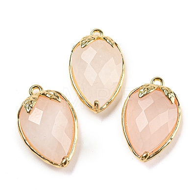 Natural Rose Quartz Faceted Pendants G-M431-06G-03-1