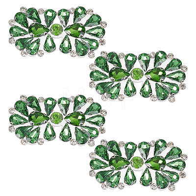 4Pcs Flower Alloy & Glass Rhinestone Applques DIY-MA0007-20A-1
