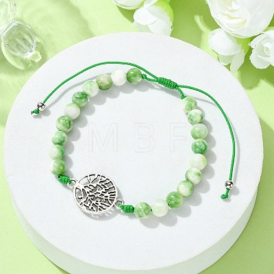 Natural Dyed White Jade Braided Bead Bracelets BJEW-JB09856-01-1