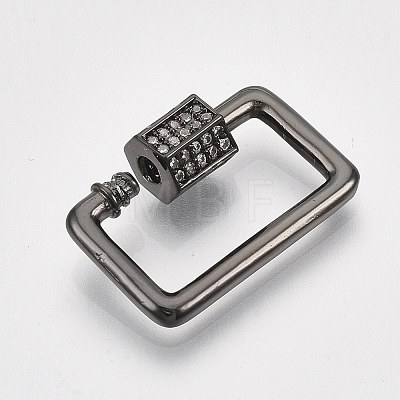 Brass Micro Pave Cubic Zirconia Screw Carabiner Lock Charms ZIRC-S061-139-1