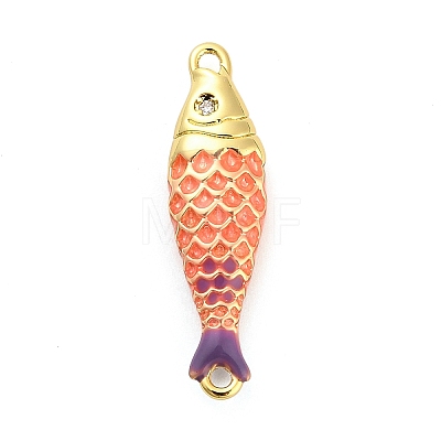Brass Enamel Fish Connector Charms KK-H527-11G-05-1