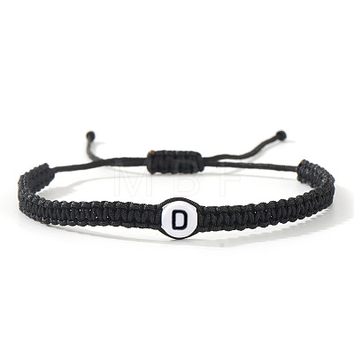 Flat Round with Letter Pattern Resin Beads Braided Bead Bracelets FS-WG43323-04-1