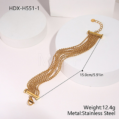 304 Stainless Steel Multi Strand Ball Chains Bracelets for Women FS-WGF1B10-01-1
