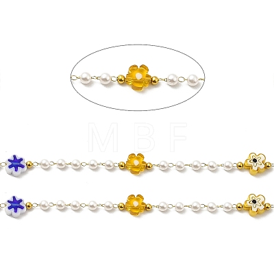 Handmade Flower and Plastic Beaded Chains CHS-I019-07G-01-1