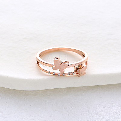 304 Stainless Steel with Rhinestone Finger Rings for Women VL8441-5-1