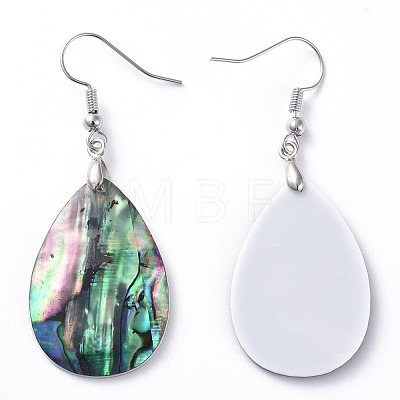 Abalone Shell/Paua Shell Dangle Earrings EJEW-K081-02B-1