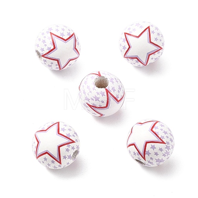 Independence Day Themes Wood European Beads WOOD-I014-01F-1