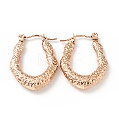 Ion Plating(IP) 304 Stainless Steel Teardrop Chunky Hoop Earrings for Women EJEW-G293-14RG-1