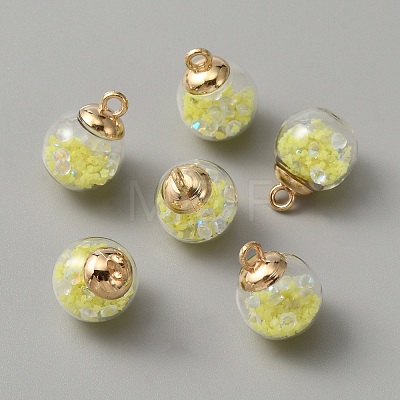 Glow in the Dark Luminous Glass Globe Pendants GLAA-WH0030-18C-1