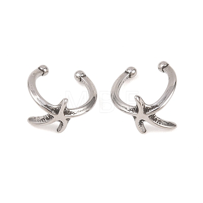 Starfish 316 Stainless Steel Non- Piercing Cartilage Earrings AJEW-C044-11AS-1